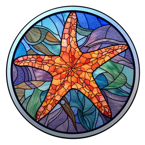 (s150-21-1C)  Stained Glass Starfish