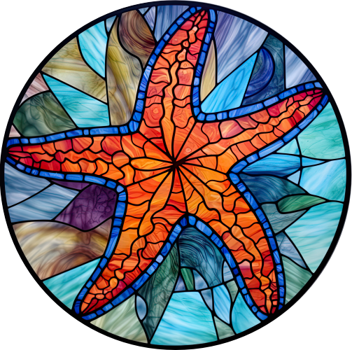 (s150-21-1D)  Stained Glass Starfish