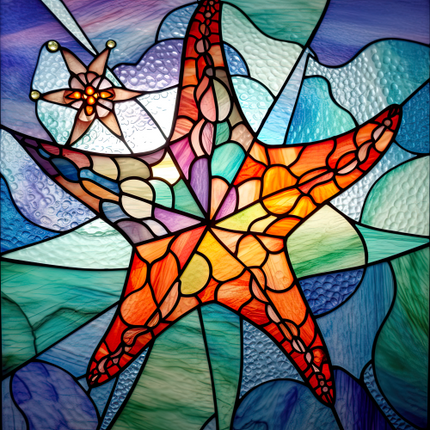 (s150-21-1E)  Stained Glass Starfish