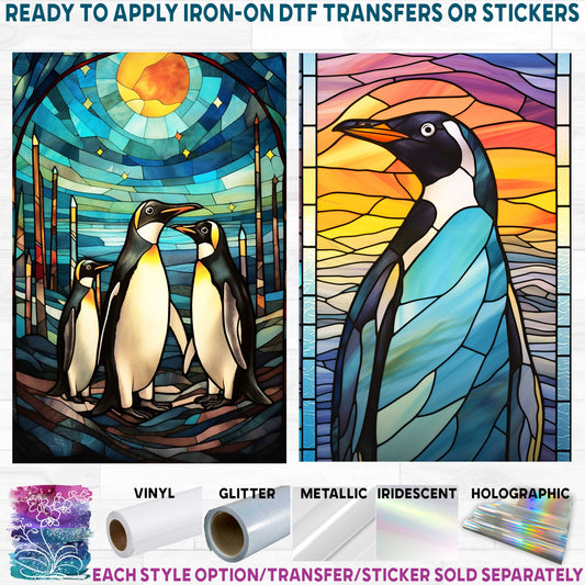 (s150-22) Stained-Glass Penguins 8 Style Options