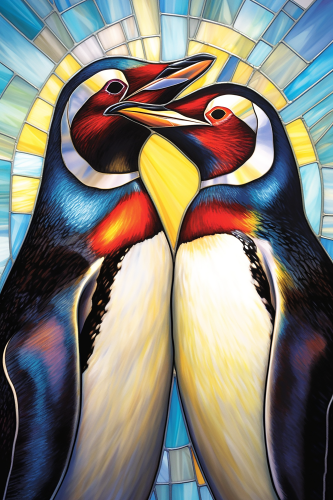 (s150-22-1B)  Stained Glass Penguin