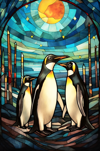 (150-22-1C) Stained Glass Penguin