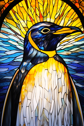 (150-22-1D) Stained Glass Penguin