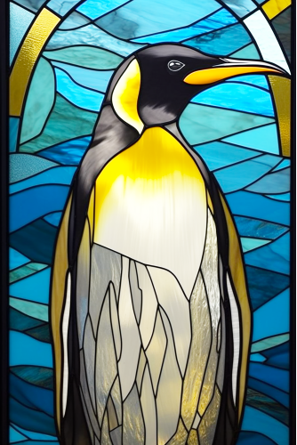 (s150-22-1E)  Stained Glass Penguin