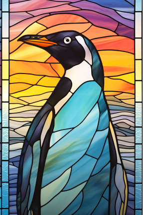 (150-22-1F) Stained Glass Penguin