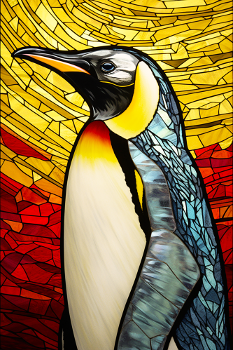 (s150-22-1G)  Stained Glass Penguin