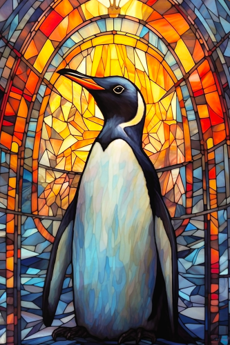 (150-22-1H) Stained Glass Penguin