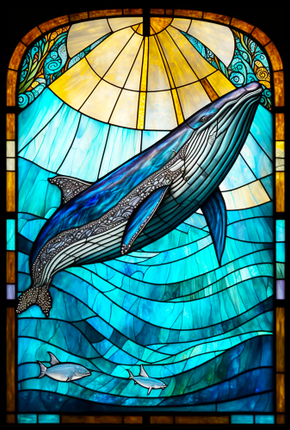 (s150-23-1C)  Stained Glass  Whale