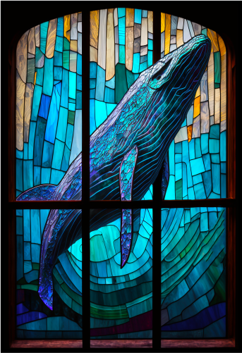 (s150-23-1D)  Stained Glass Whale
