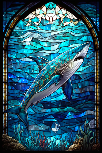 (s150-23-1E)  Stained Glass Shark