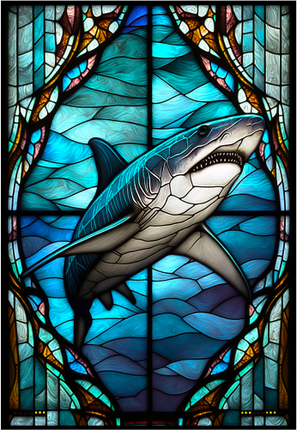 (s150-23-1F)  Stained Glass Shark