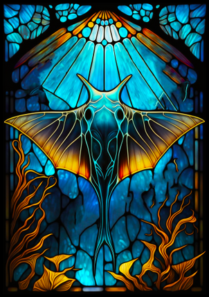 (s150-23-1G)  Stained Glass Sting Manta Ray