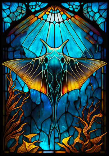 (s150-23-1G)  Stained Glass Sting Manta Ray