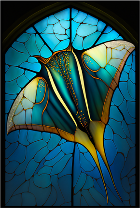 (s150-23-1H)  Stained Glass Sting Manta Ray
