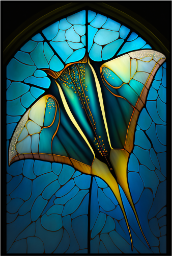 (s150-23-1H)  Stained Glass Sting Manta Ray