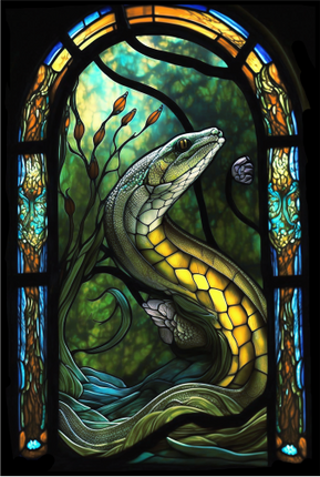 (s150-23-1I)  Stained Glass Eel