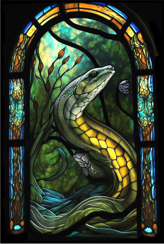 (s150-23-1I)  Stained Glass Eel