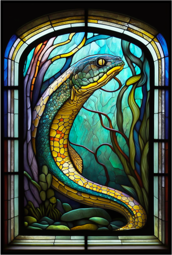 (s150-23-1J)  Stained Glass Eel