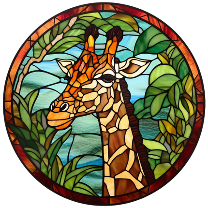(s150-24-2D)  Stained Glass Giraffe
