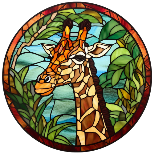 (s150-24-2D)  Stained Glass Giraffe