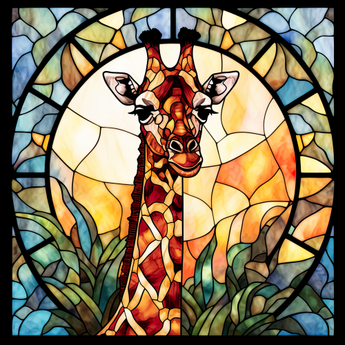 (s150-24-1E)  Stained Glass Giraffe