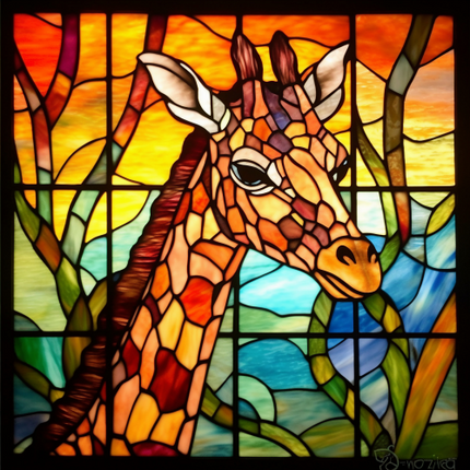 (s150-24-2E)  Stained Glass Giraffe