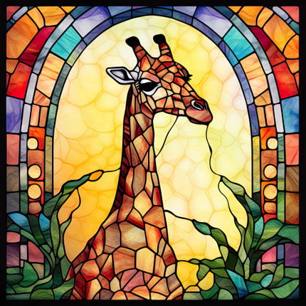 (s150-24-1F)  Stained Glass Giraffe