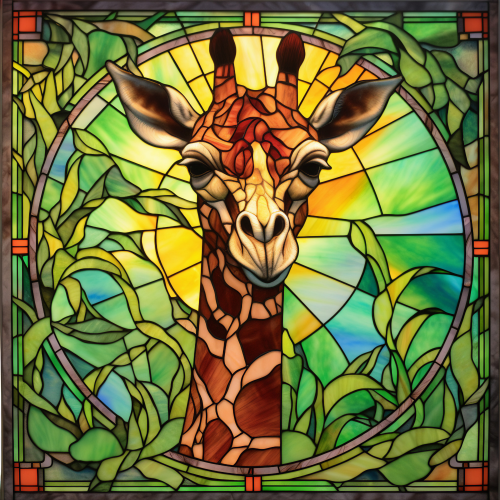 (s150-24-2F)  Stained Glass Giraffe
