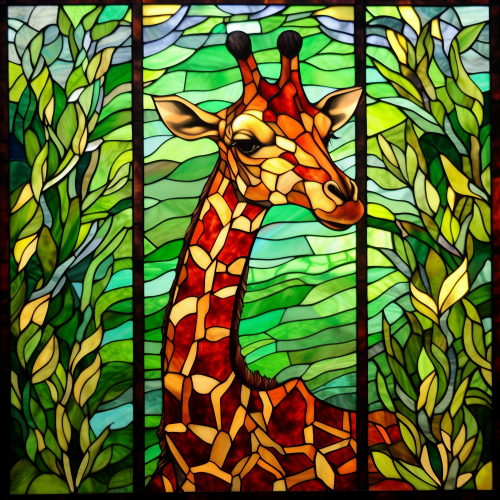 (s150-24-2G)  Stained Glass Giraffe