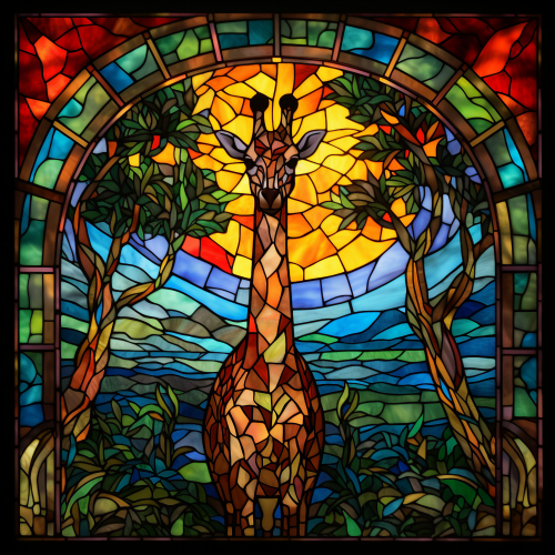 (s150-24-2H)  Stained Glass Giraffe