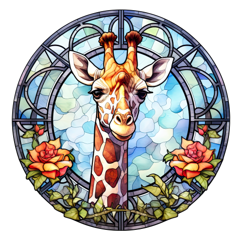 (s150-24-1K)  Stained Glass Giraffe