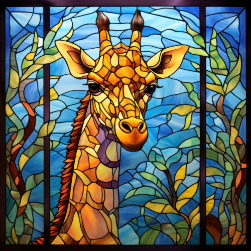 (s150-24-1M)  Stained Glass Giraffe
