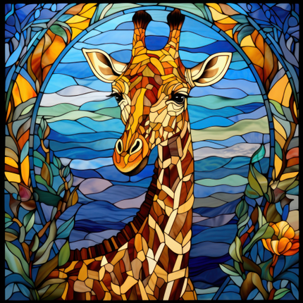 (s150-24-1N)  Stained Glass Giraffe