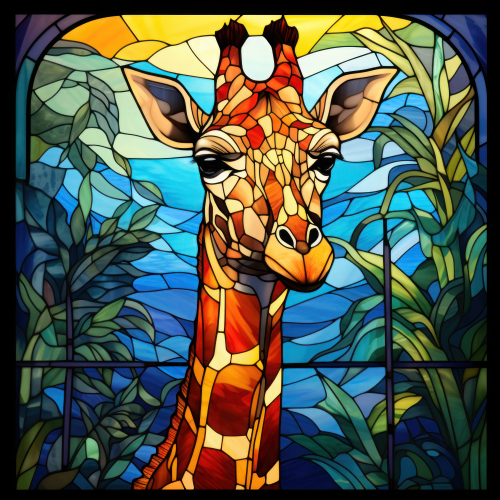 (s150-24-1Q)  Stained Glass Giraffe