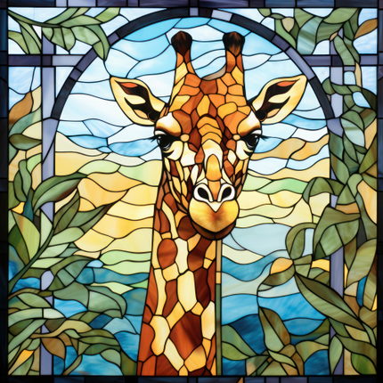 (s150-24-1R)  Stained Glass Giraffe