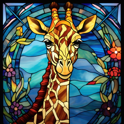 (s150-24-1S)  Stained Glass Giraffe