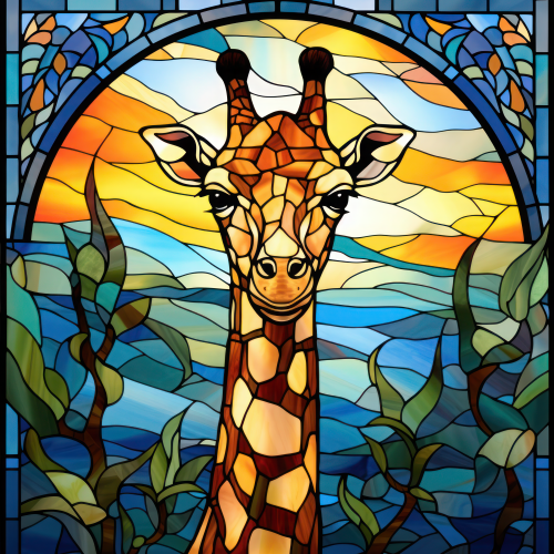 (s150-24-1T)  Stained Glass Giraffe