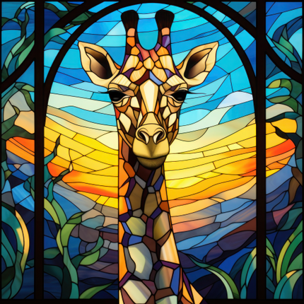 (s150-24-1U)  Stained Glass Giraffe