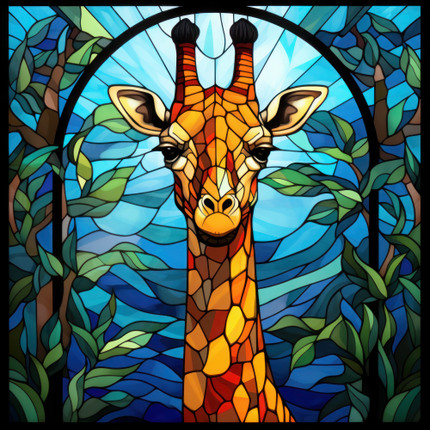 (s150-24-1V)  Stained Glass Giraffe