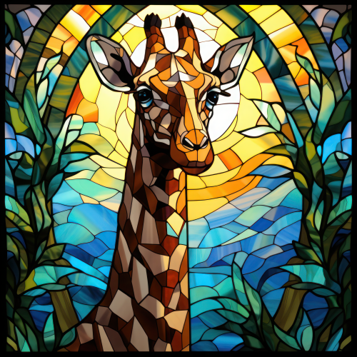 (s150-24-1W)  Stained Glass Giraffe