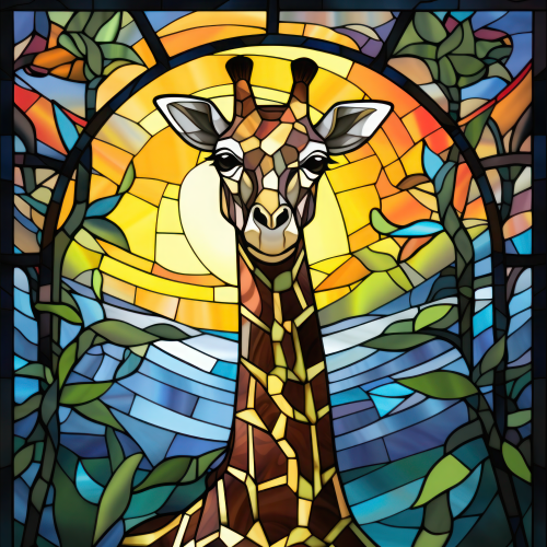 (s150-24-1X)  Stained Glass Giraffe