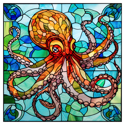 (s150-25-1A)  Stained Glass Octopus