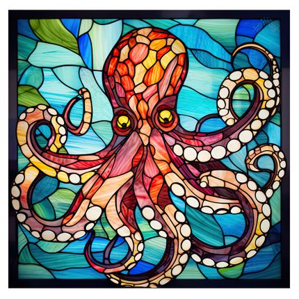 (s150-25-1B)  Stained Glass Octopus
