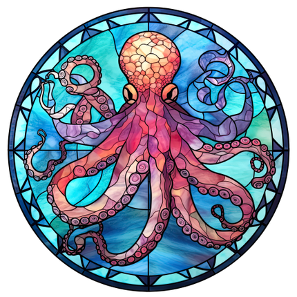 (s150-25-1C)  Stained Glass Octopus