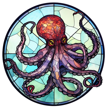 (s150-25-1D)  Stained Glass Octopus