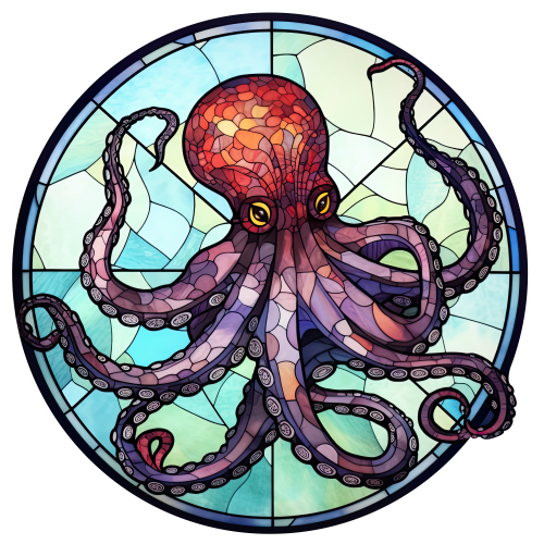 (s150-25-1D)  Stained Glass Octopus