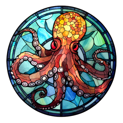 (s150-25-1E)  Stained Glass Octopus