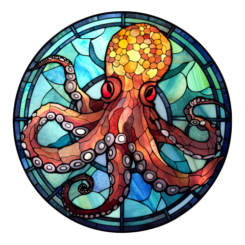 (s150-25-1E)  Stained Glass Octopus