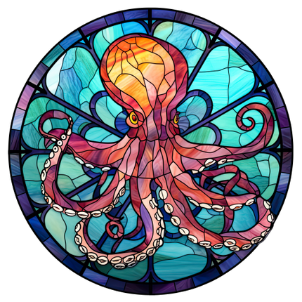 (s150-25-1F)  Stained Glass Octopus