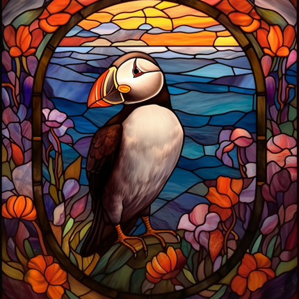 (s150-26-1A)  Stained Glass Puffin